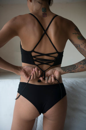 Organic cotton crisscross bra. Yoga bra.